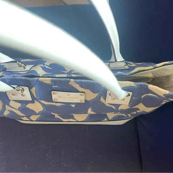 Kate Spade Blue and Tan Leaf Tote - Picture 3 of 6